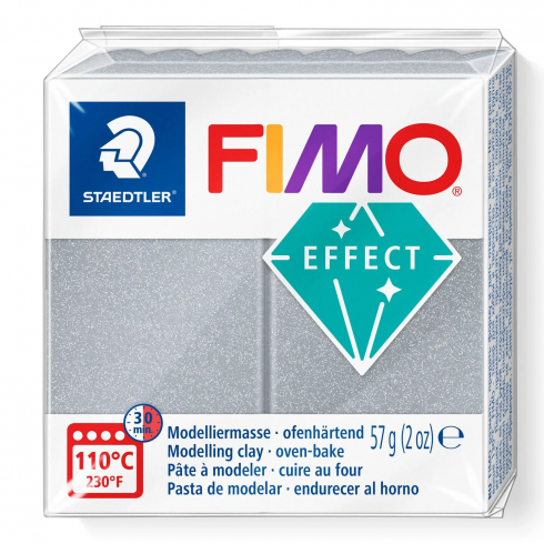 Fimo Effect Knete - Metallicfarbe silber, Modelliermasse 56g
